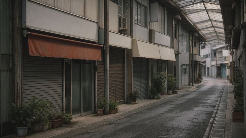 アーケードのある地方の商店街（イメージ）